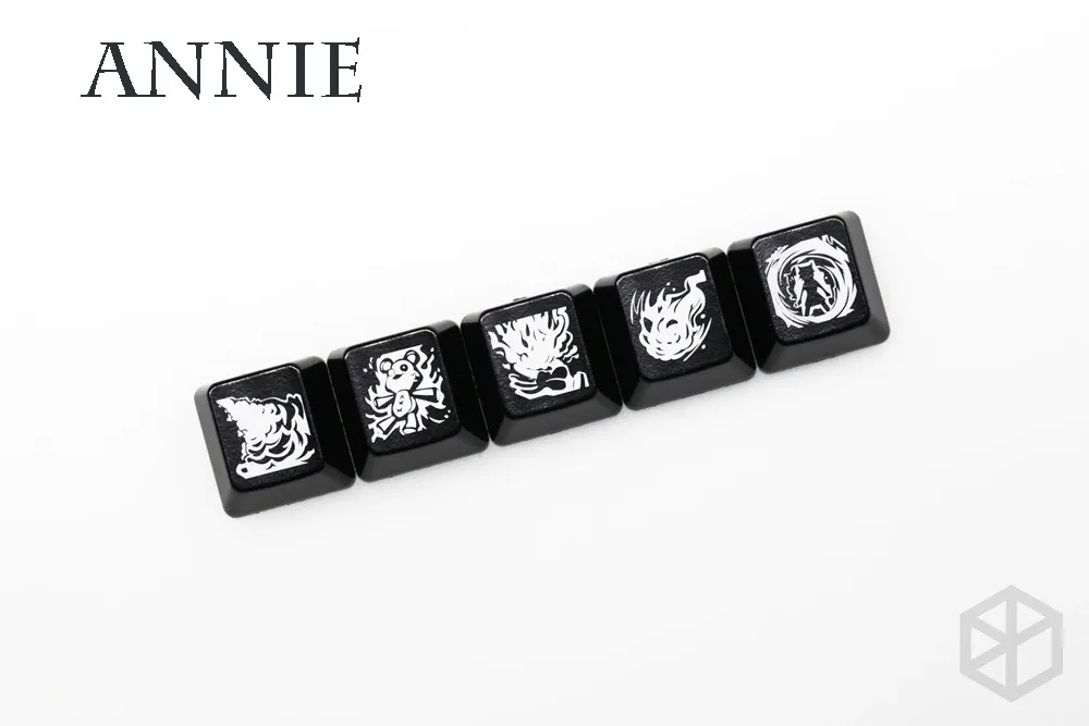 Novelty Shine Through Keycaps ABS Etched, Shine-Through lol black red r2 hero skill Syndra Cassiopeia Annie Lux Vel Koz