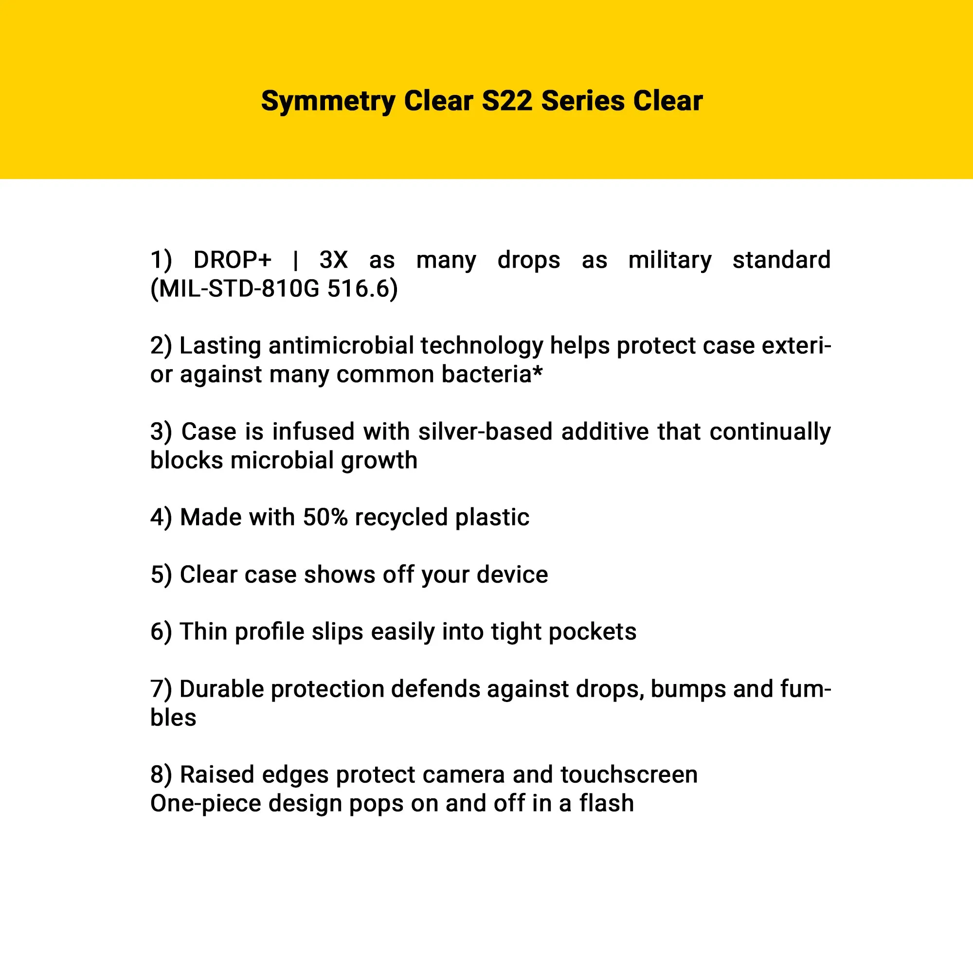 Otterbox Symmetry Clear Series Case for Samsung Galaxy S22 Plus - Clear (Barcode: 840104296646 )