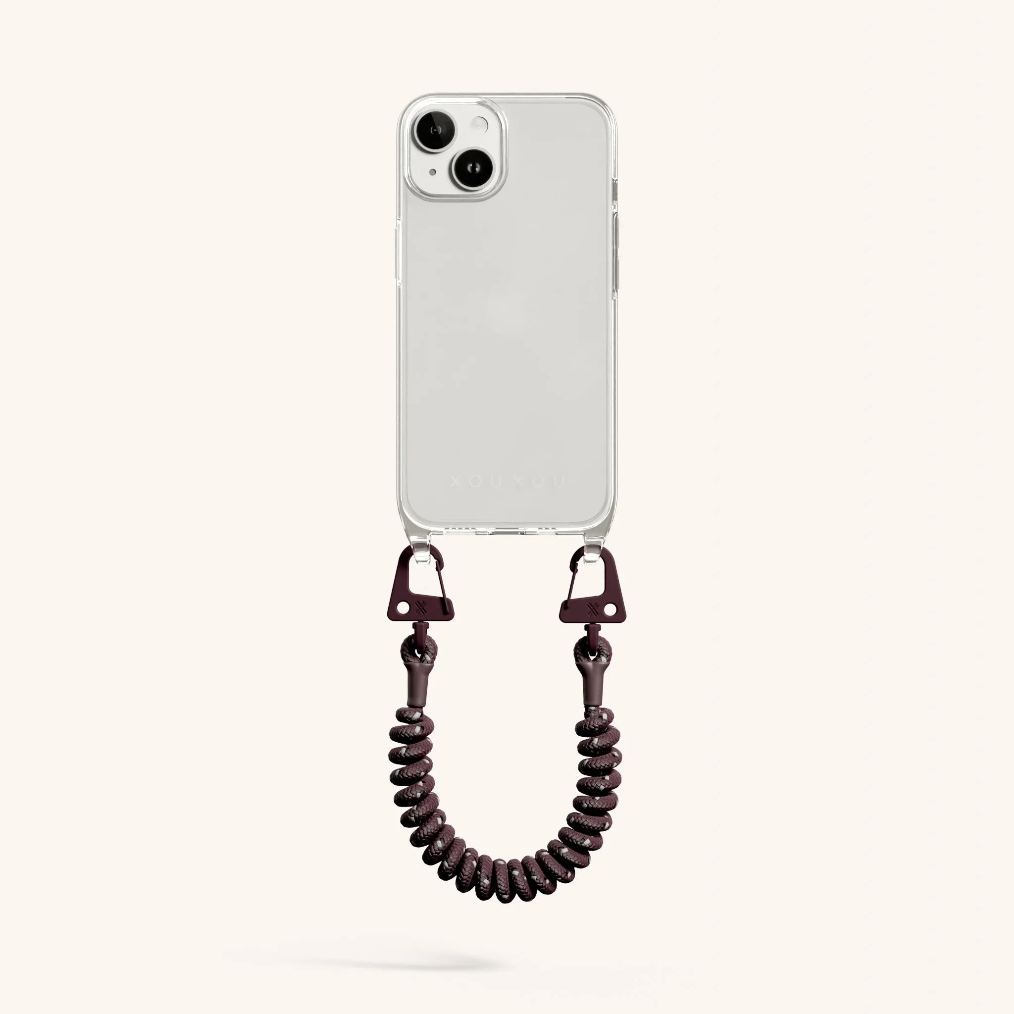 Phone Case with Spiral Rope in Clear   Burgundy