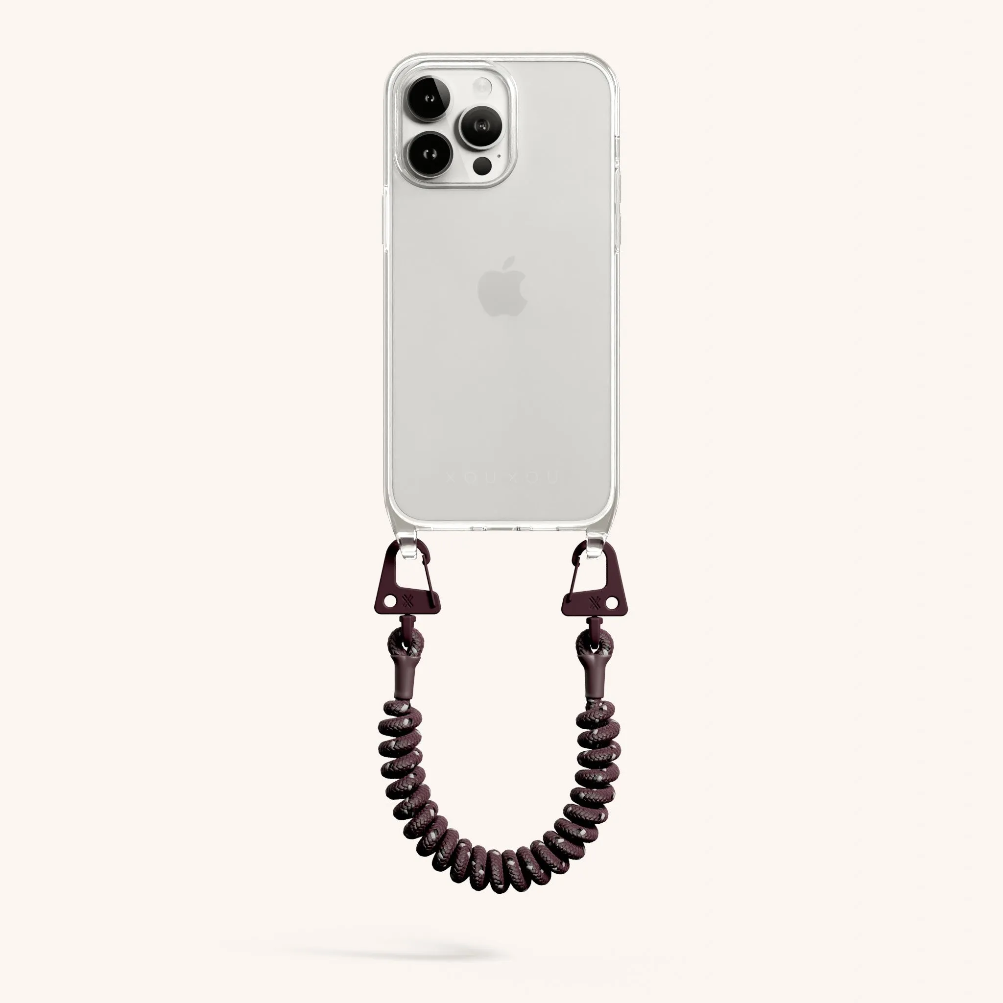 Phone Case with Spiral Rope in Clear   Burgundy