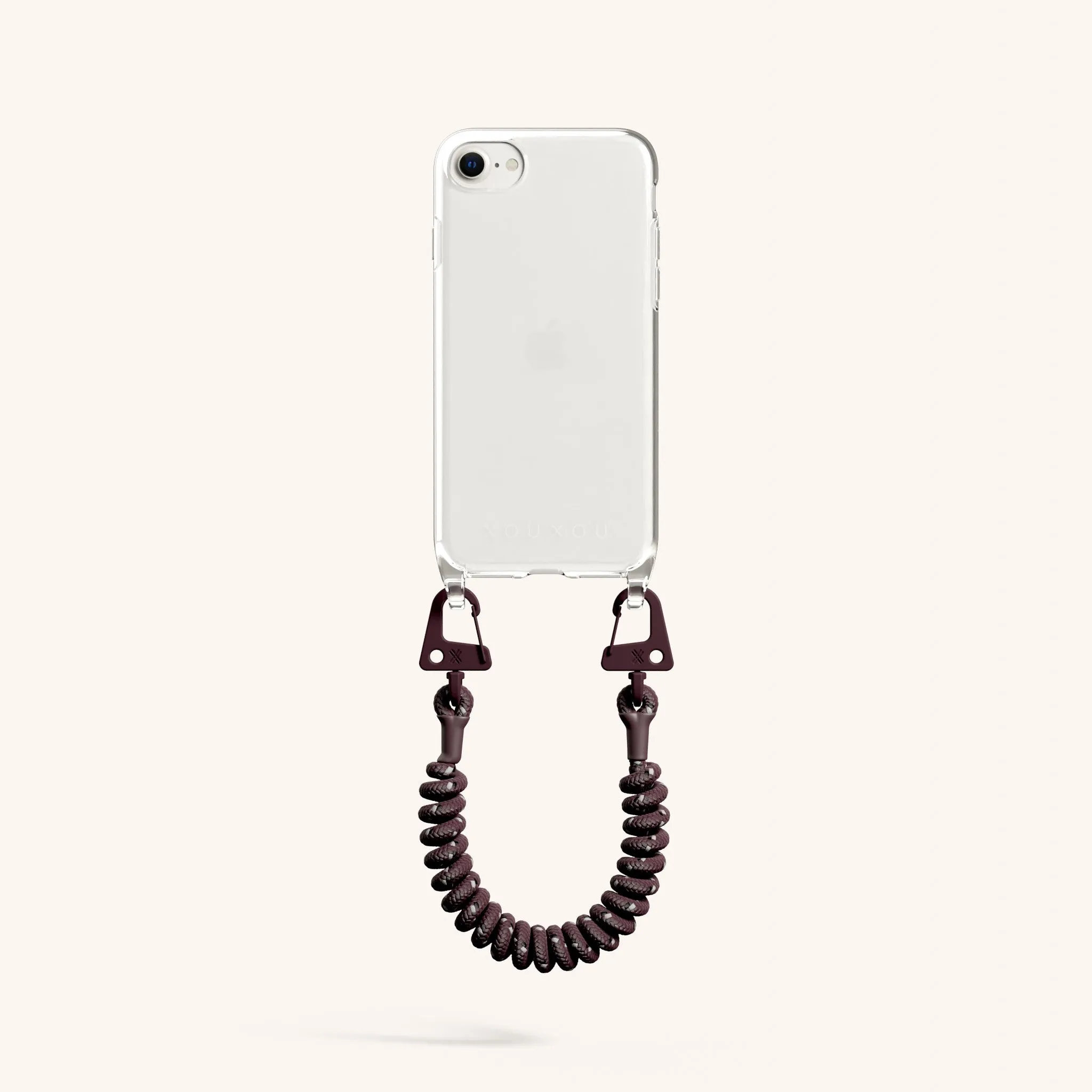 Phone Case with Spiral Rope in Clear   Burgundy