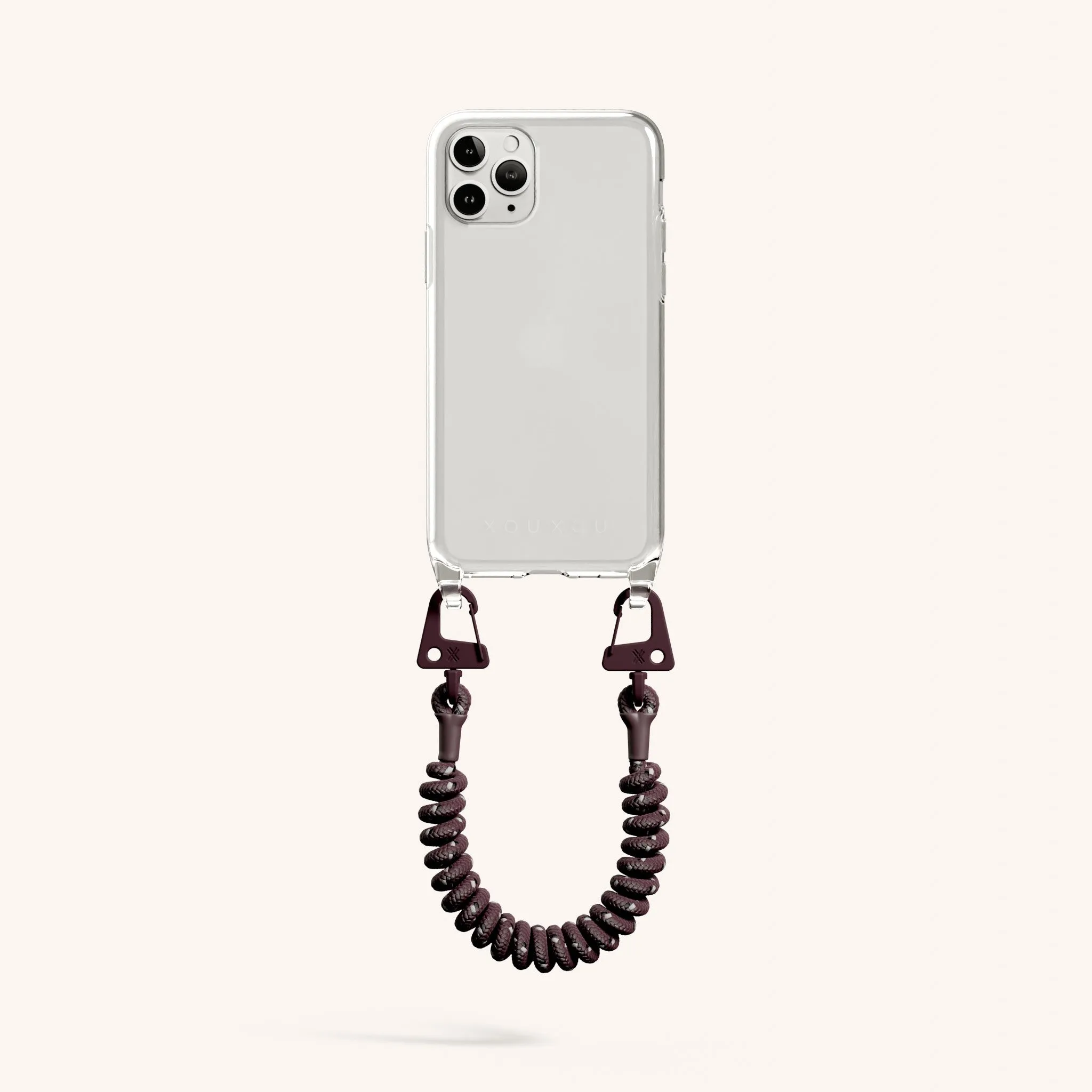 Phone Case with Spiral Rope in Clear   Burgundy