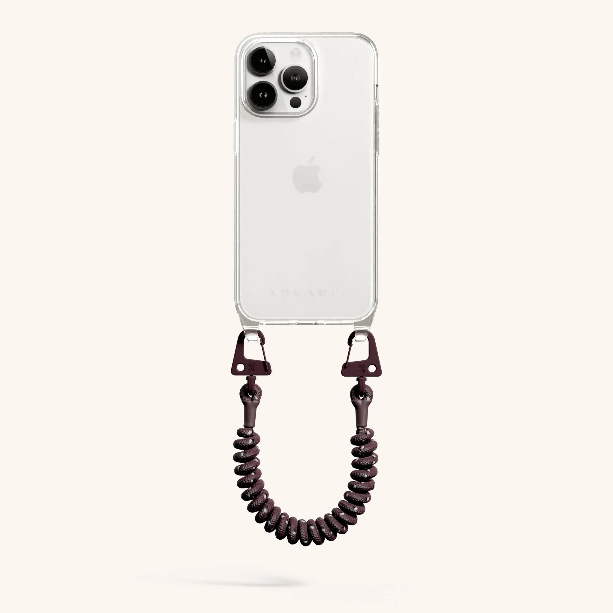 Phone Case with Spiral Rope in Clear   Burgundy