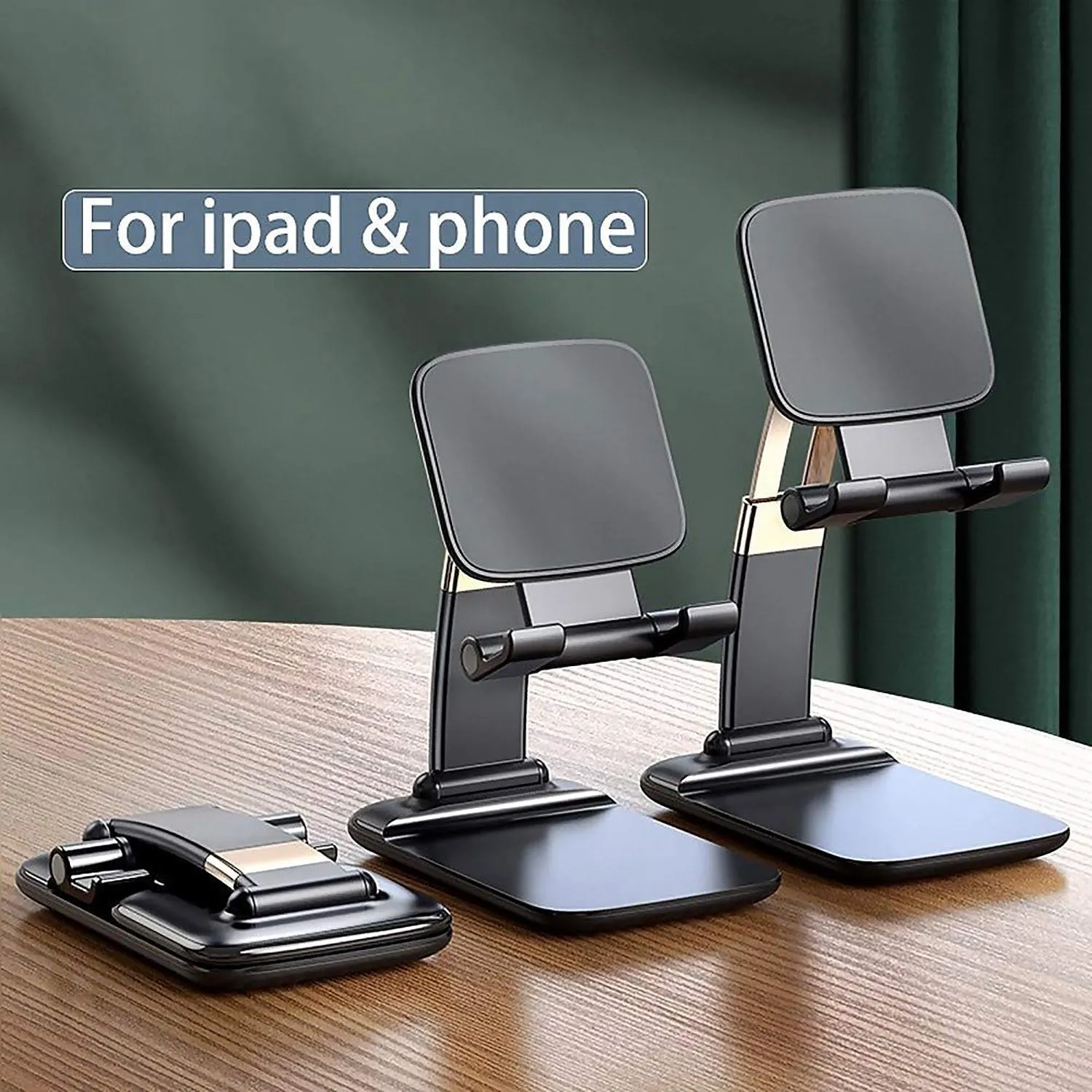 Phone Holder for Table, Foldable Universal Mobile Stand for Desk