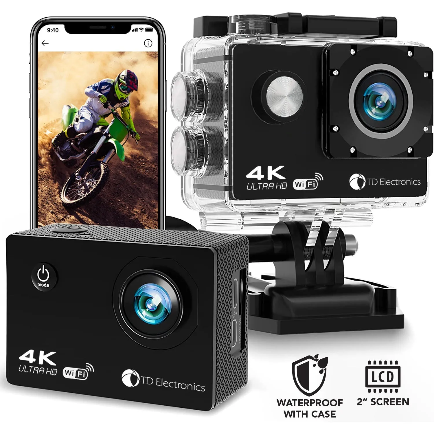 Platinum 4K Sports Cam - Action Cam with 10  Mounts Included, Long Battery Life