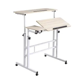 Portable Modern Height Adjustable And Rolling Computer Standing Desk White