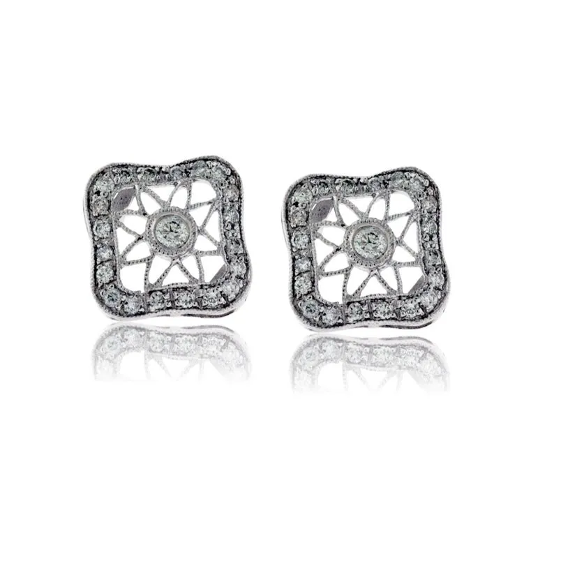 Post Stud Style Diamond Intricate Design Earrings