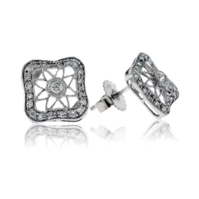 Post Stud Style Diamond Intricate Design Earrings