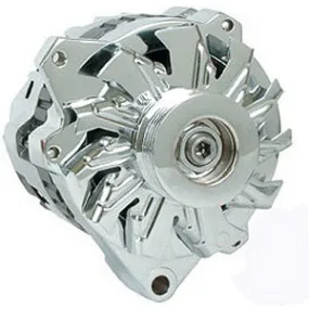 Powermaster CS130 Alternator - 105 amps - 12V - 1-Wire / 3-Wire - 6-Rib Serpentine Pulley - Left Offset - Aluminum Case - Polished - GM