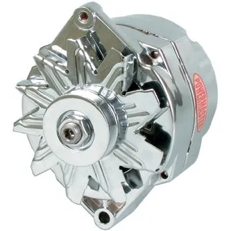 Powermaster GM Original Look 12SI Alternator - 150 amps - 12V - 1-Wire / 3-Wire - Single V-Belt Pulley - Straight Mount - Chrome - GM 37293