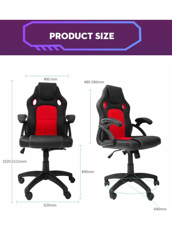 Pro Gaming Chair - Adjustable High Back, PC Office PU Leather, Ergonomic Design, Comfortable Armrest and Headrest