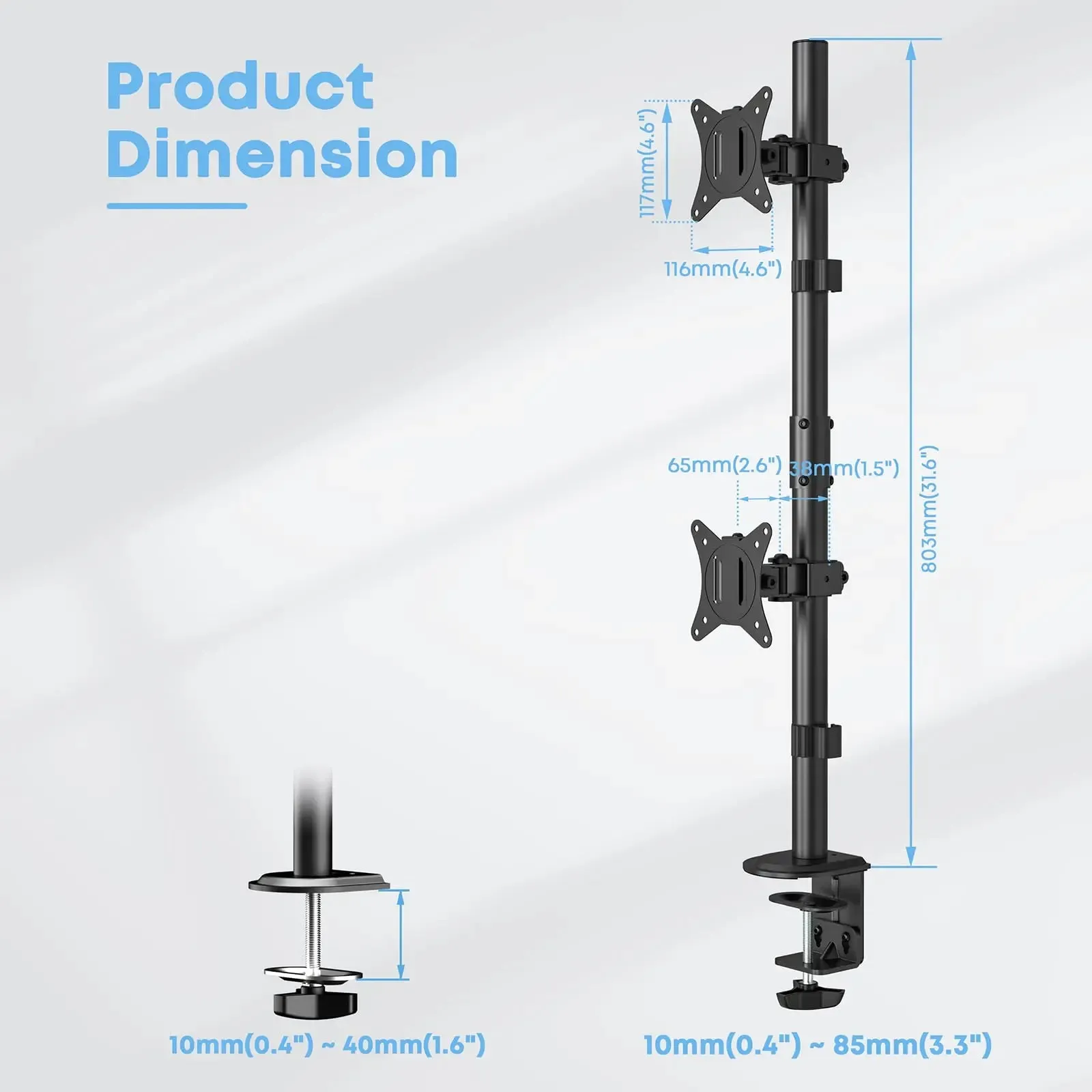 PUTORSEN Dual Monitor Stand, vertically stackable (up to 35") capable of holding 26.5 lbs.