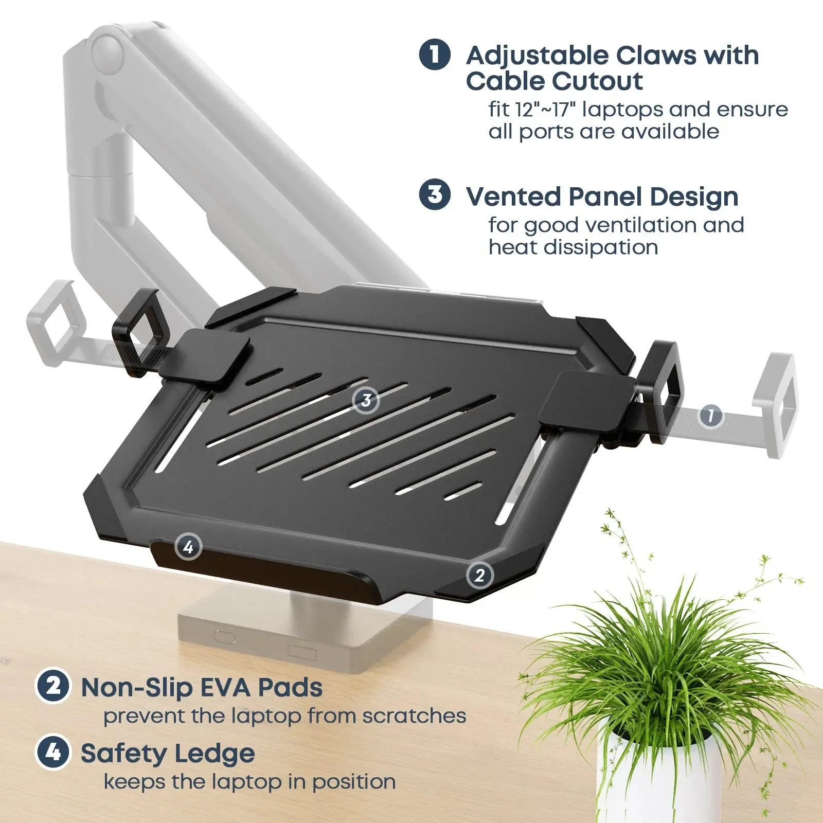 PUTORSEN Laptop VESA Mount Tray Holder for Monitor Arms and Stands