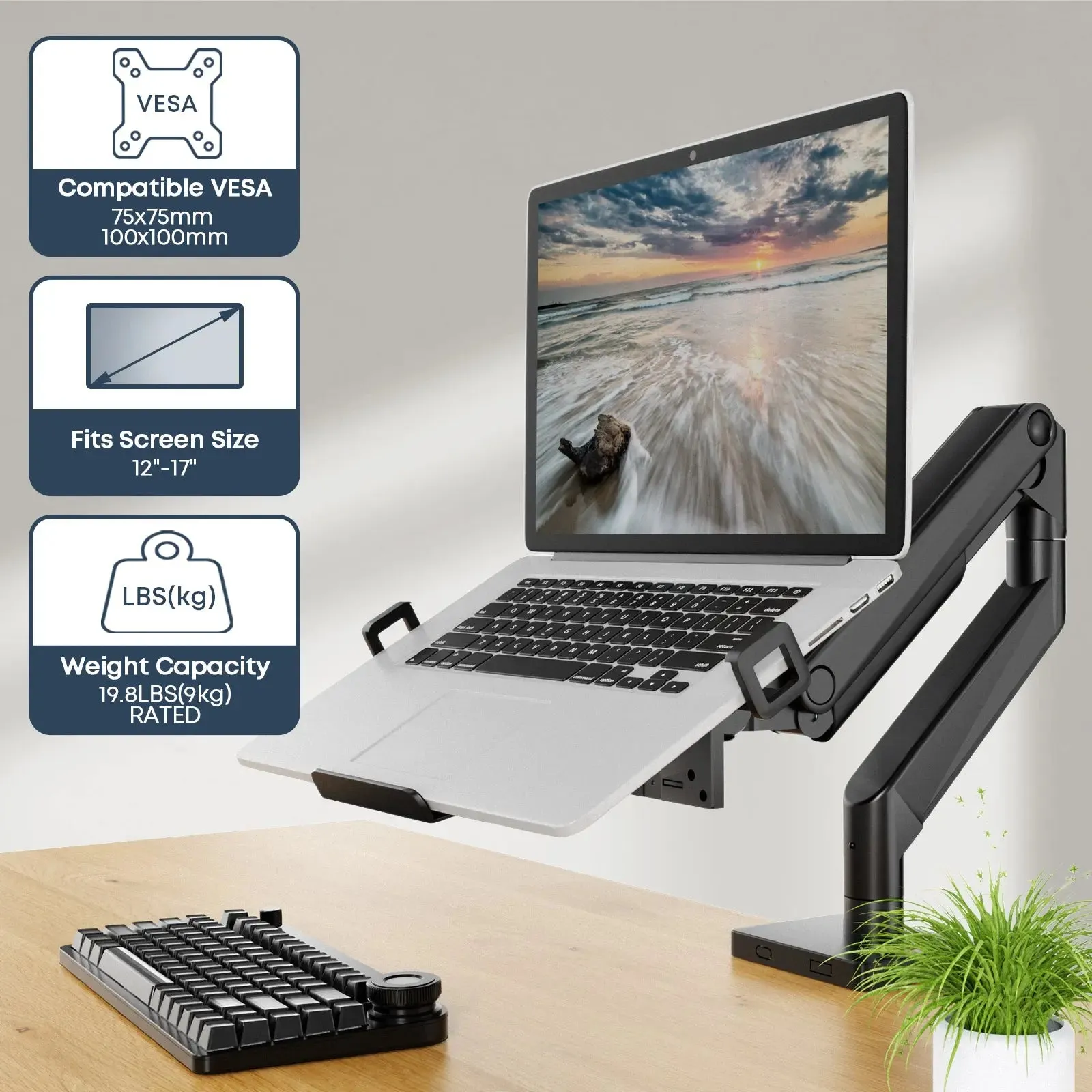 PUTORSEN Laptop VESA Mount Tray Holder for Monitor Arms and Stands