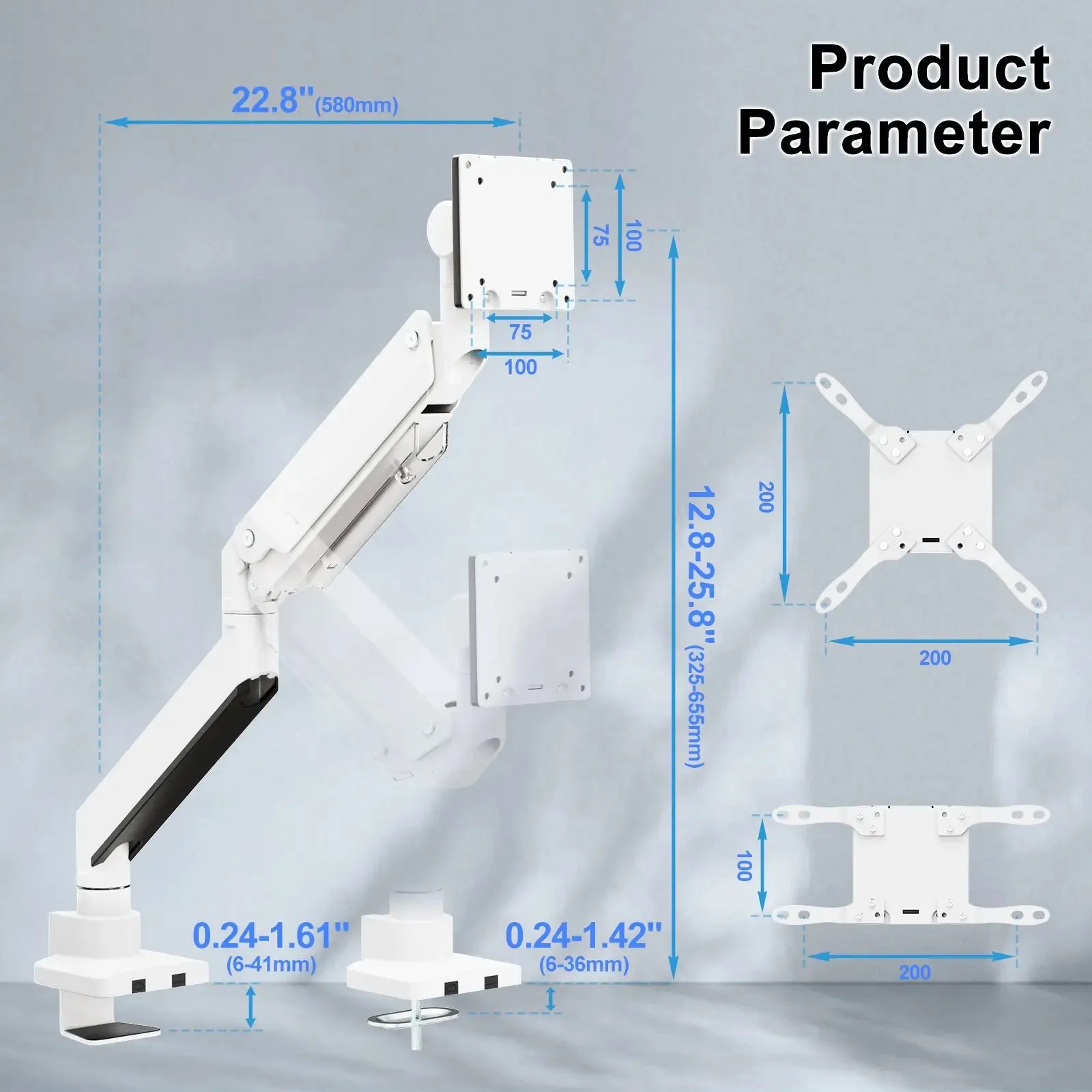 PUTORSEN Monitor Desk Mount for 17 - 57 Inch Flat and Curved Screens