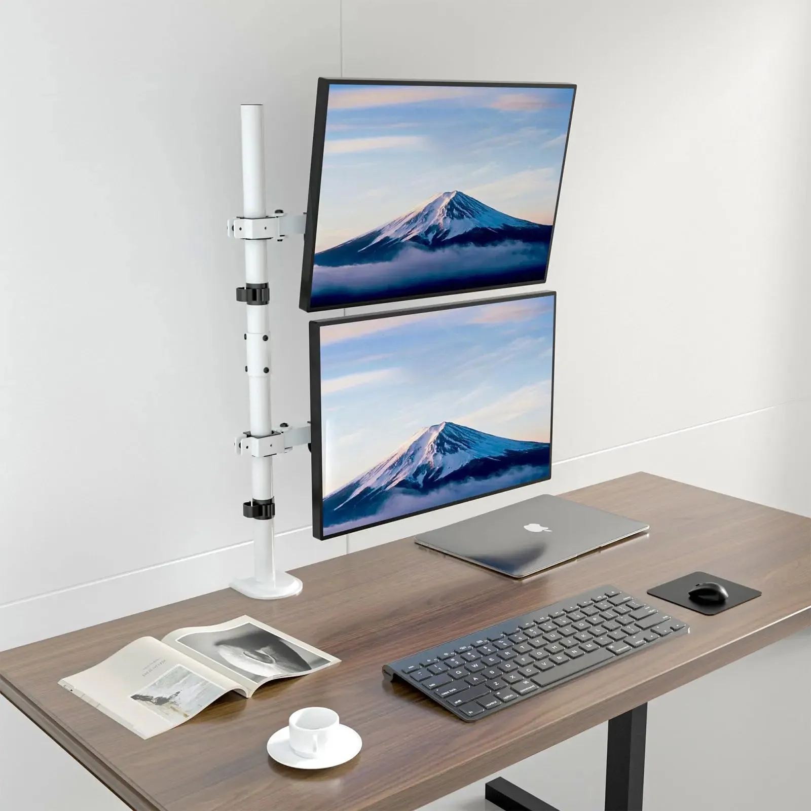 PUTORSEN Monitor mount 2 monitors Vertical (80cm pole) pole height-adjustable for 17"-32" inch screens