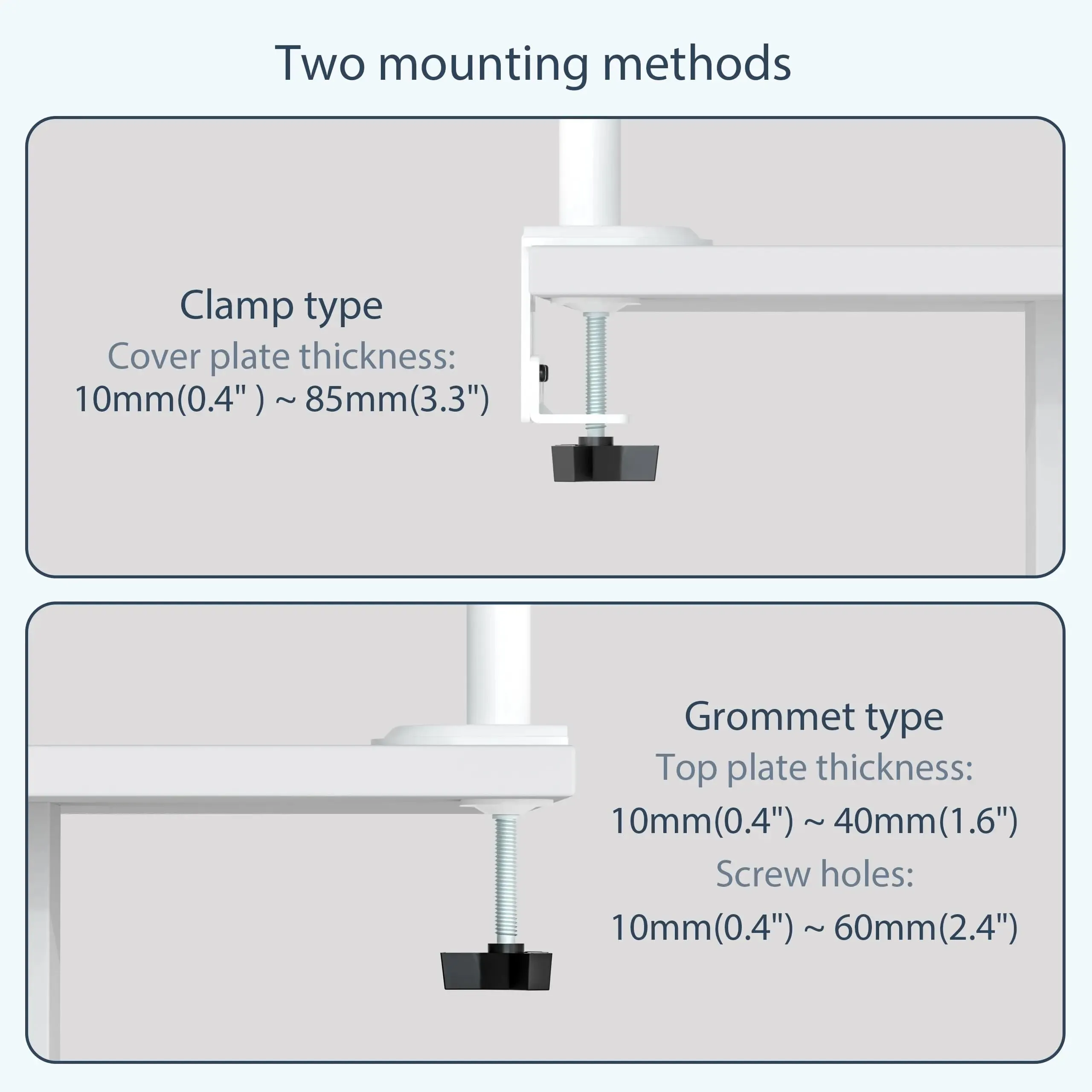 PUTORSEN Monitor mount 2 monitors Vertical (80cm pole) pole height-adjustable for 17"-32" inch screens