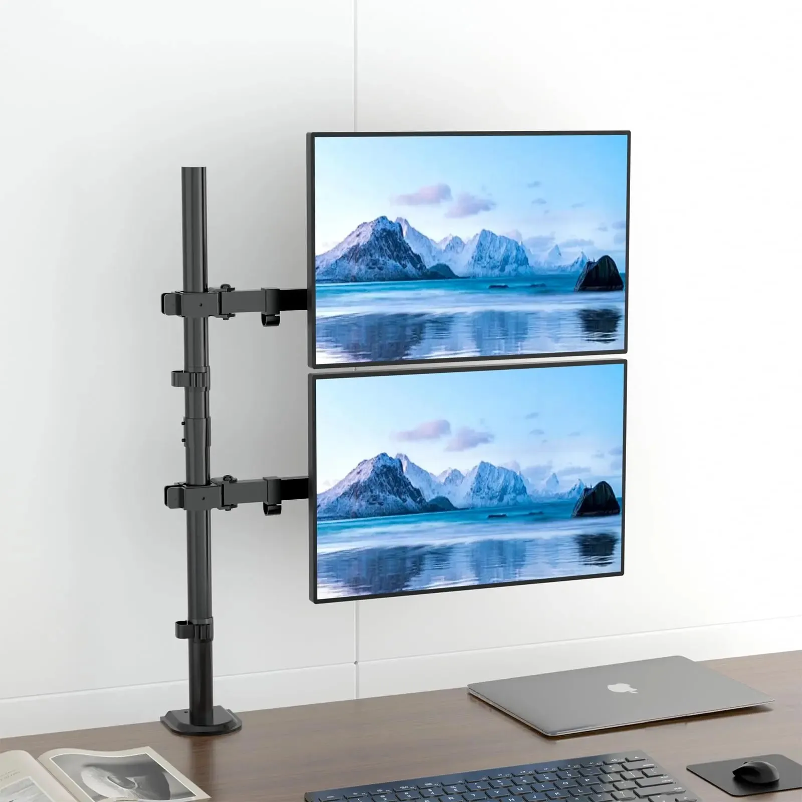 PUTORSEN Vertical Dual Monitor Arm Desktop Stand for 17-inch to 35-inch Screens 12KG