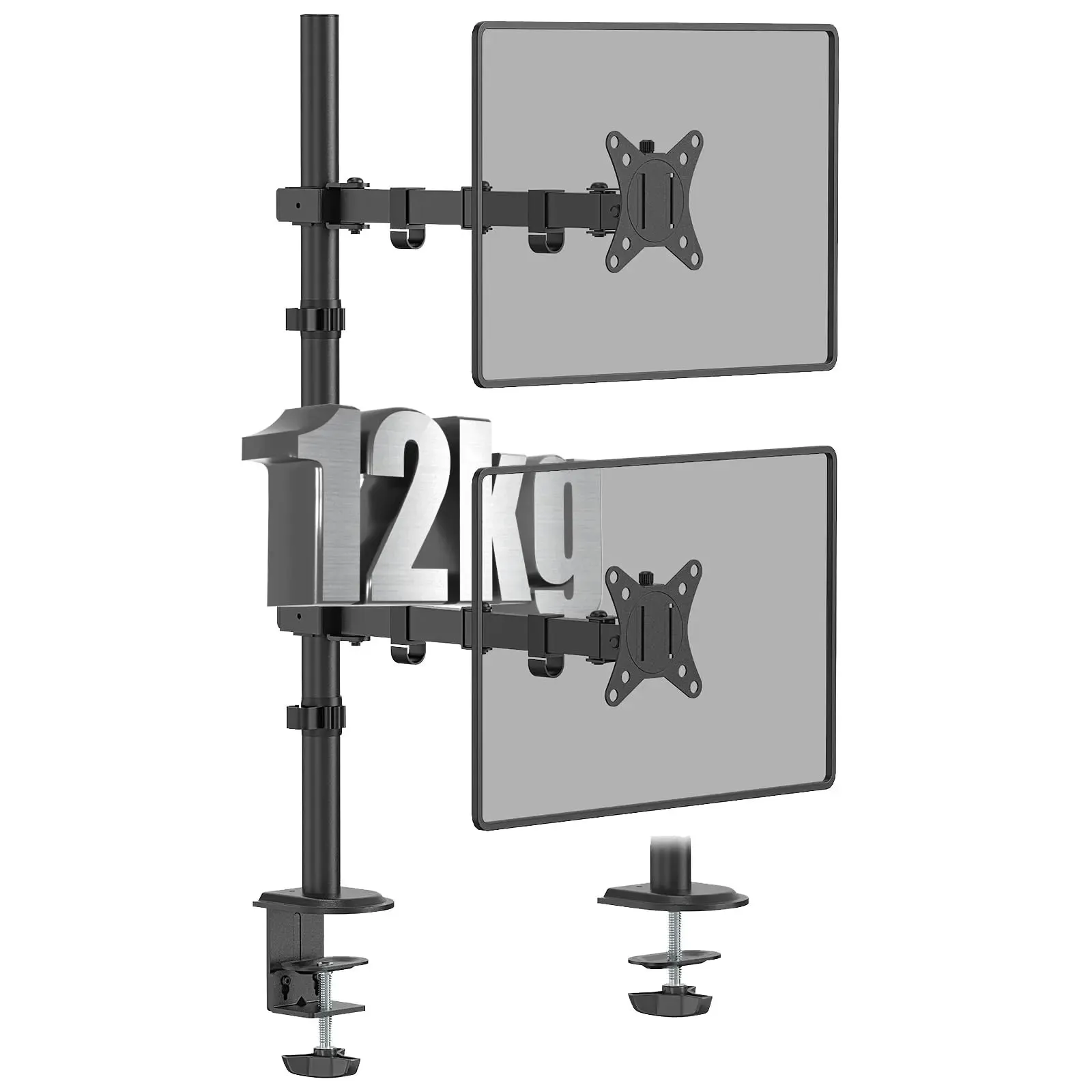 PUTORSEN Vertical Dual Monitor Arm Desktop Stand for 17-inch to 35-inch Screens 12KG