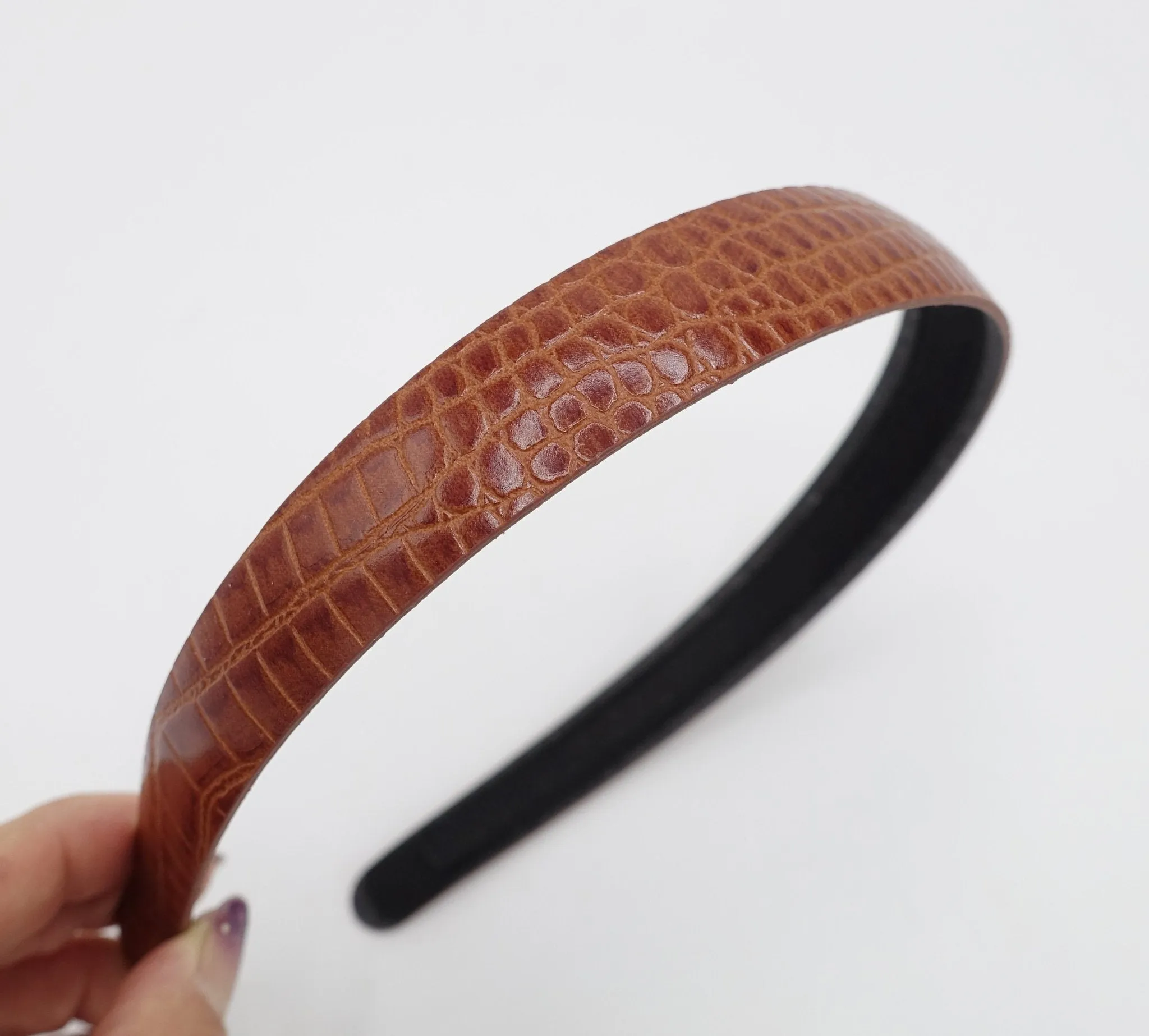 python motivated faux leather headband  women fashion hairband