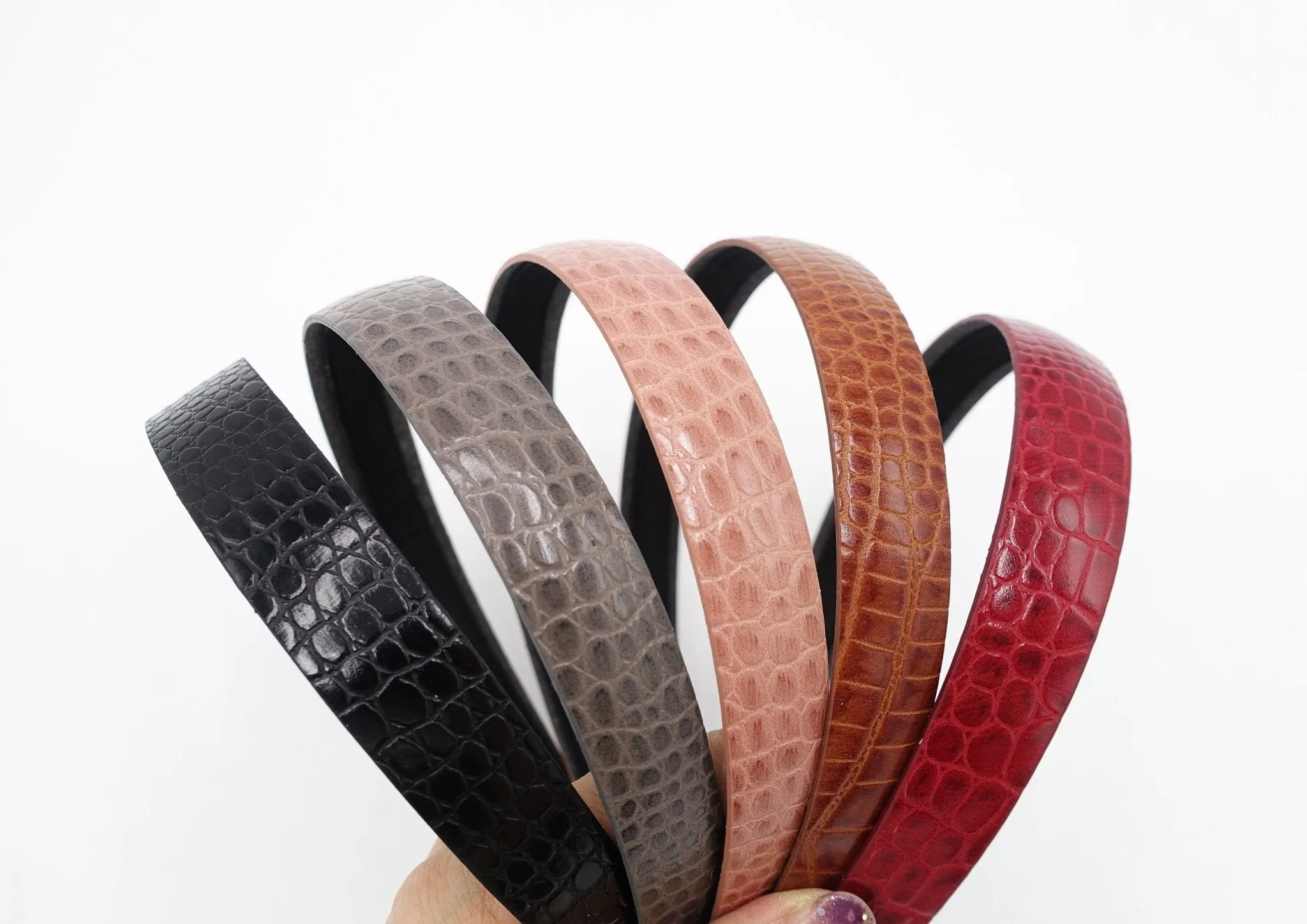 python motivated faux leather headband  women fashion hairband