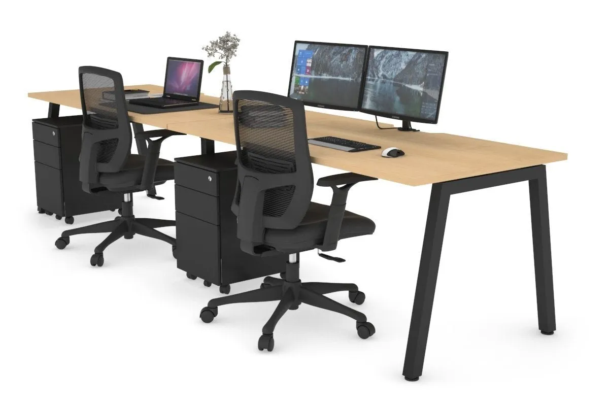 Quadro 2 Person Run Office Workstation [1200L x 800W with Cable Scallop]