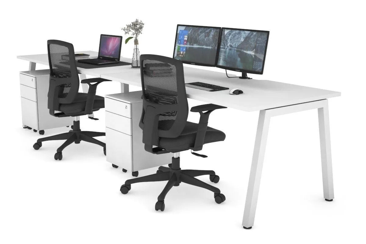 Quadro 2 Person Run Office Workstation [1400L x 800W with Cable Scallop]