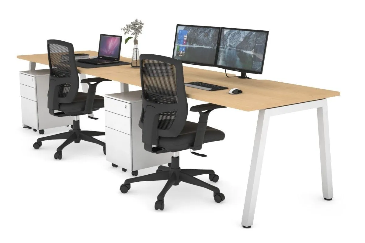 Quadro 2 Person Run Office Workstation [1400L x 800W with Cable Scallop]