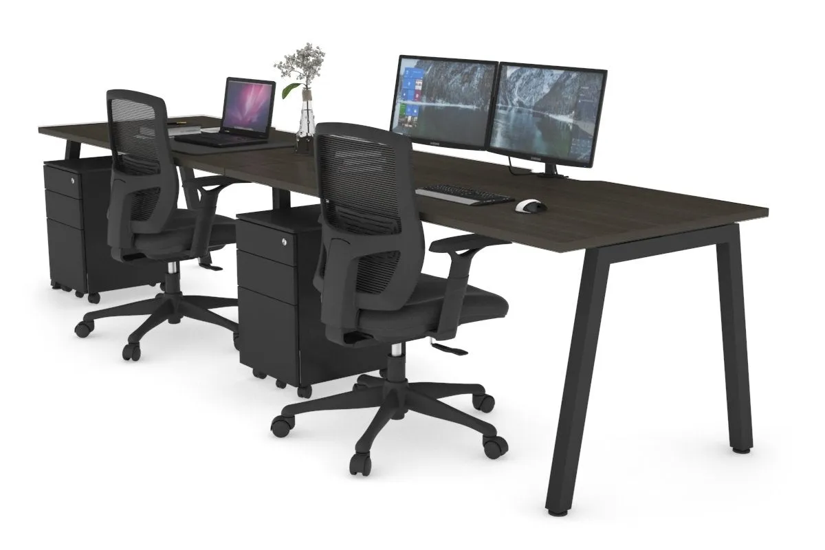 Quadro 2 Person Run Office Workstation [1400L x 800W with Cable Scallop]