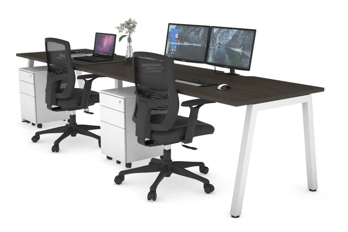 Quadro 2 Person Run Office Workstation [1600L x 800W with Cable Scallop]