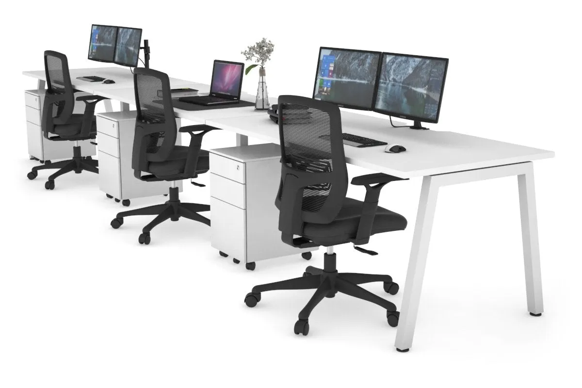 Quadro 3 Person Run Office Workstation [1200L x 800W with Cable Scallop]