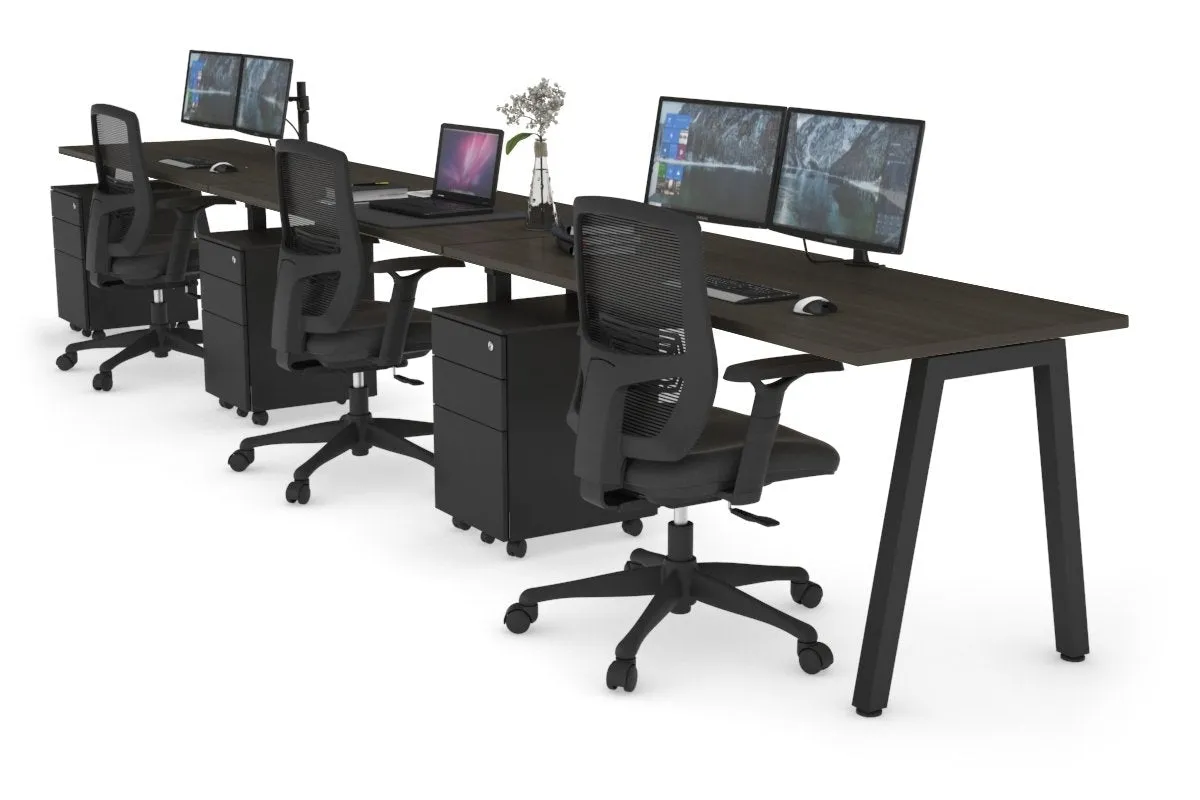 Quadro 3 Person Run Office Workstation [1400L x 700W]