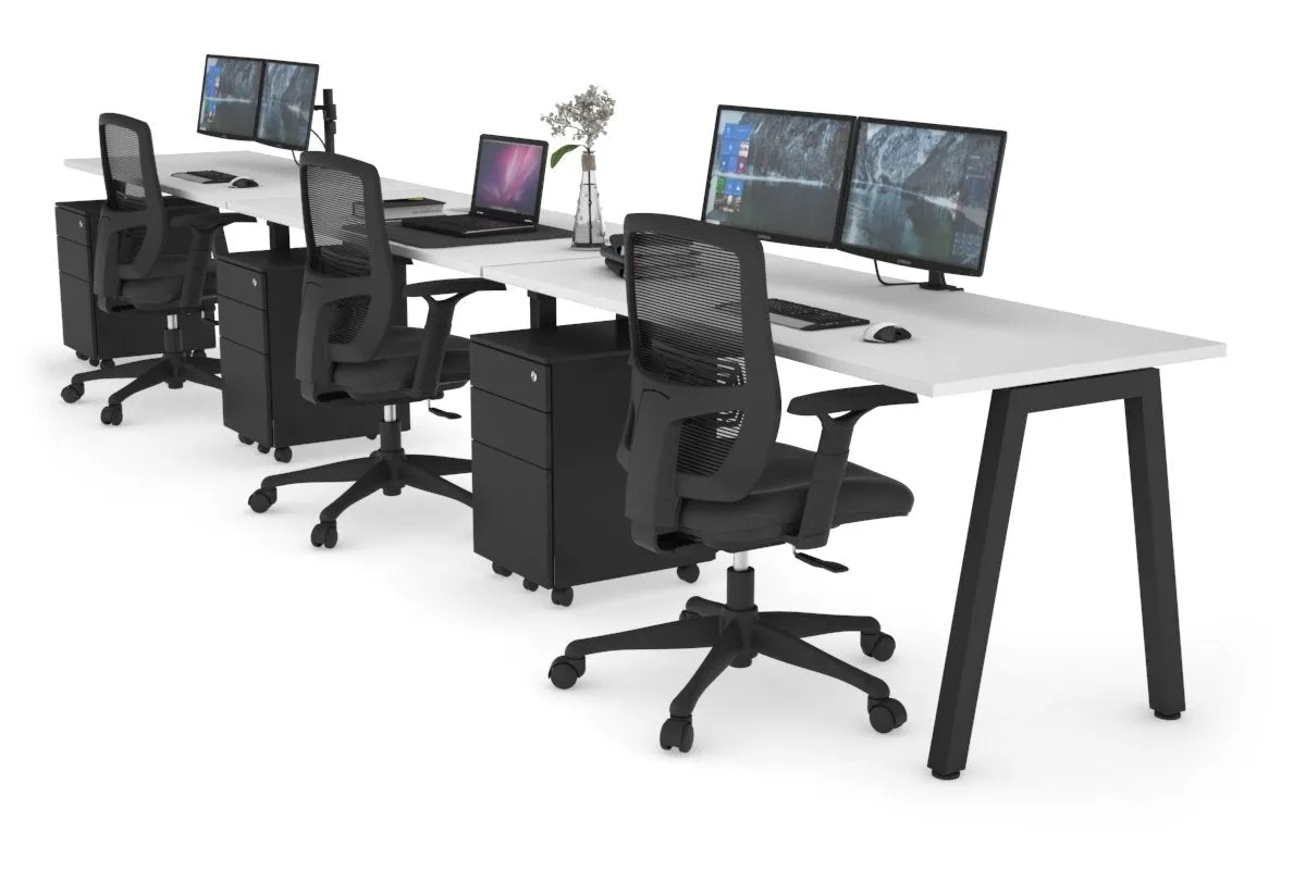 Quadro 3 Person Run Office Workstation [1600L x 700W]