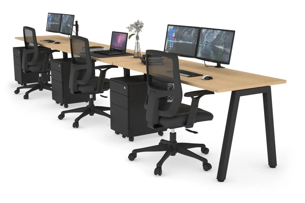 Quadro 3 Person Run Office Workstation [1600L x 700W]