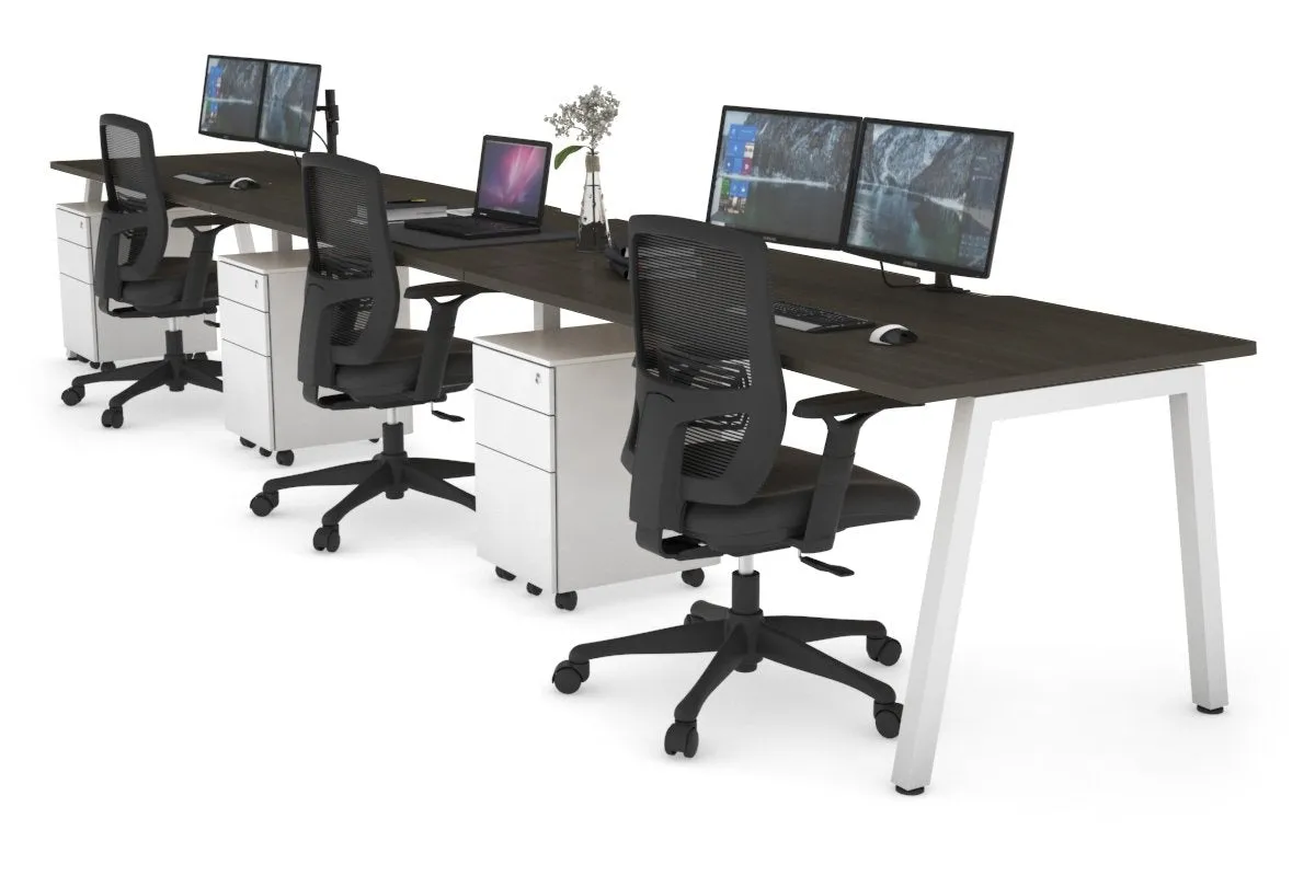 Quadro 3 Person Run Office Workstation [1600L x 800W with Cable Scallop]