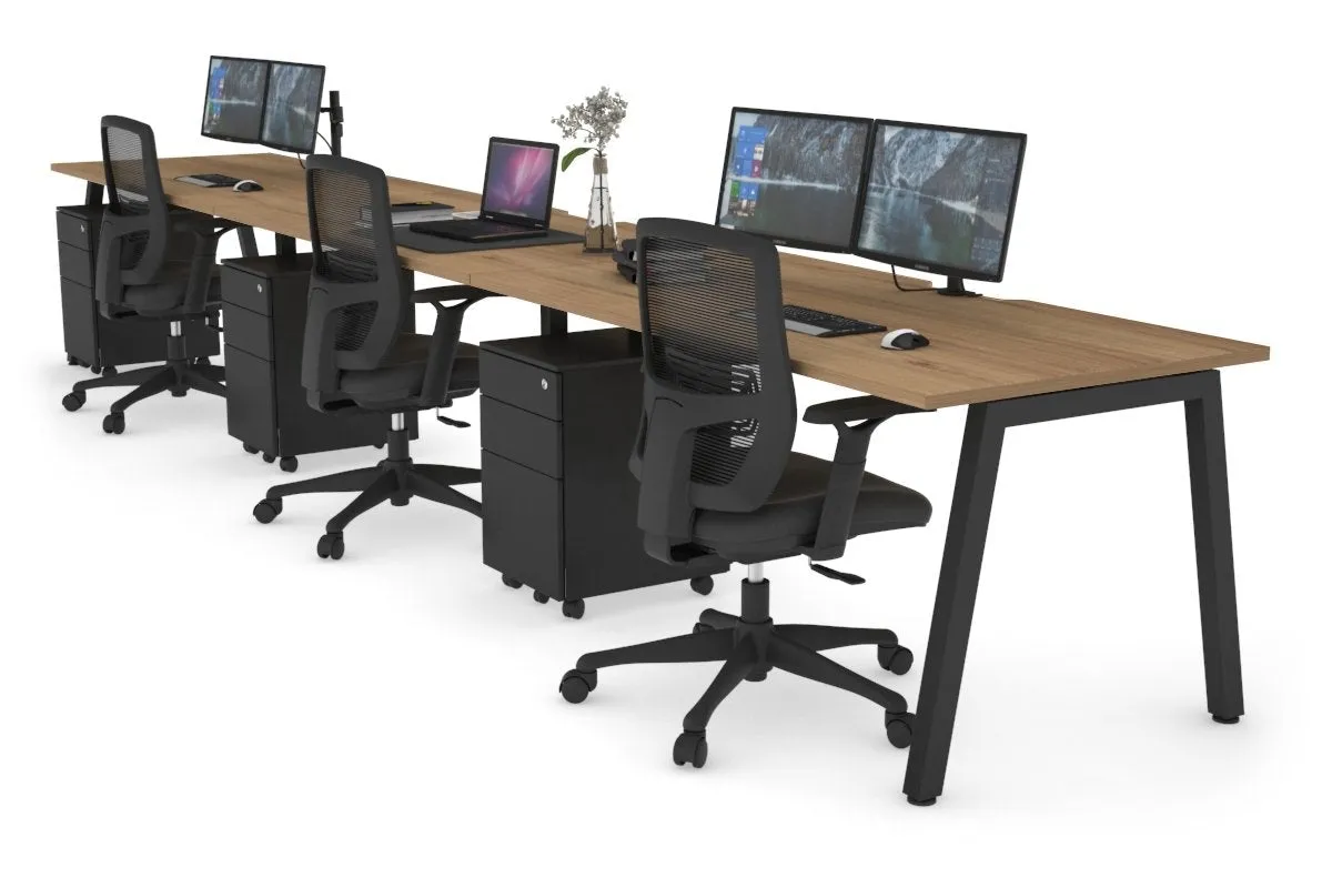 Quadro 3 Person Run Office Workstation [1600L x 800W with Cable Scallop]