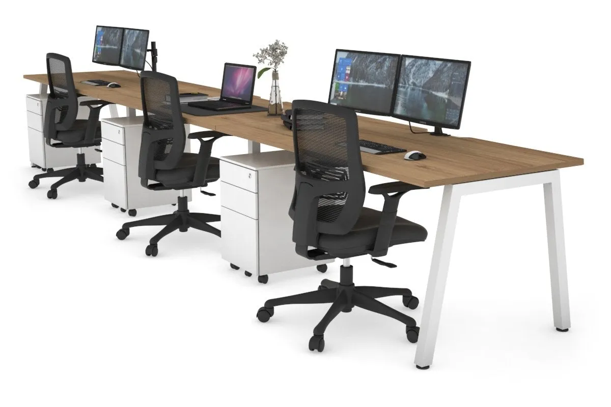 Quadro 3 Person Run Office Workstation [1600L x 800W with Cable Scallop]