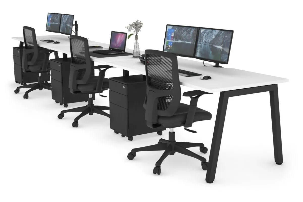 Quadro 3 Person Run Office Workstation [1600L x 800W with Cable Scallop]