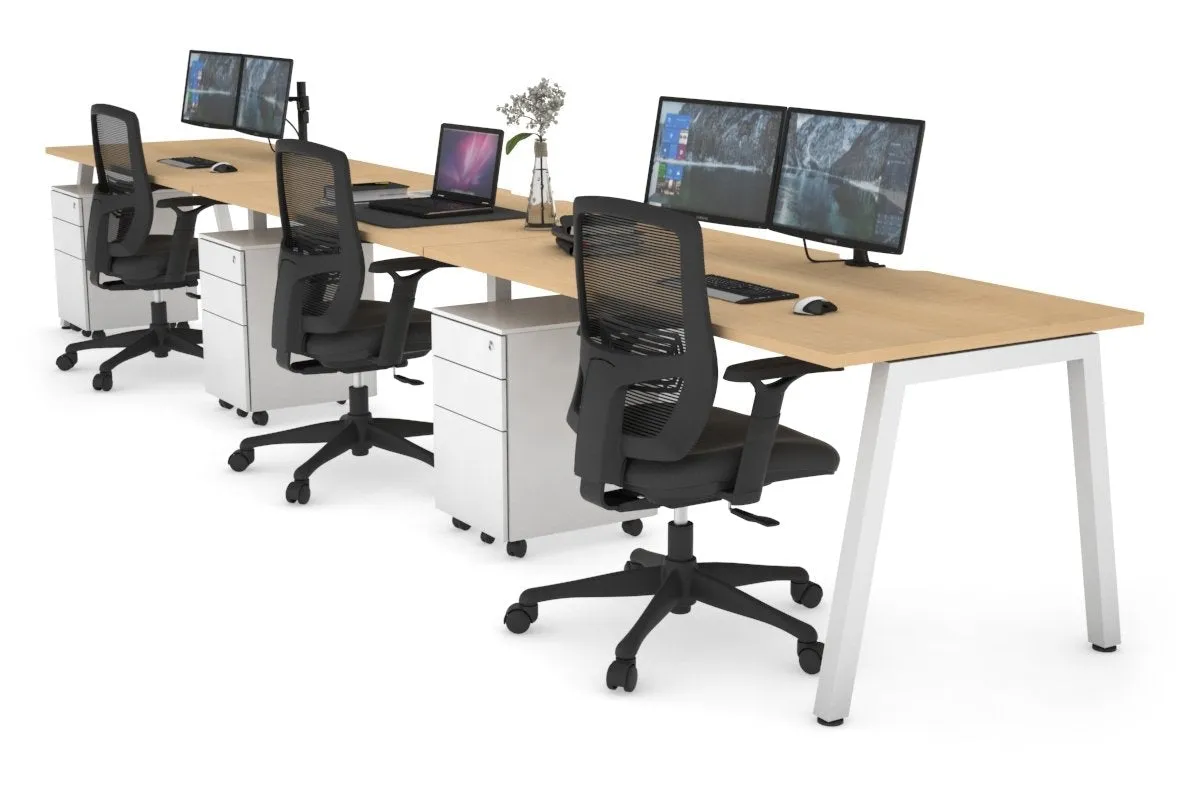 Quadro 3 Person Run Office Workstation [1600L x 800W with Cable Scallop]