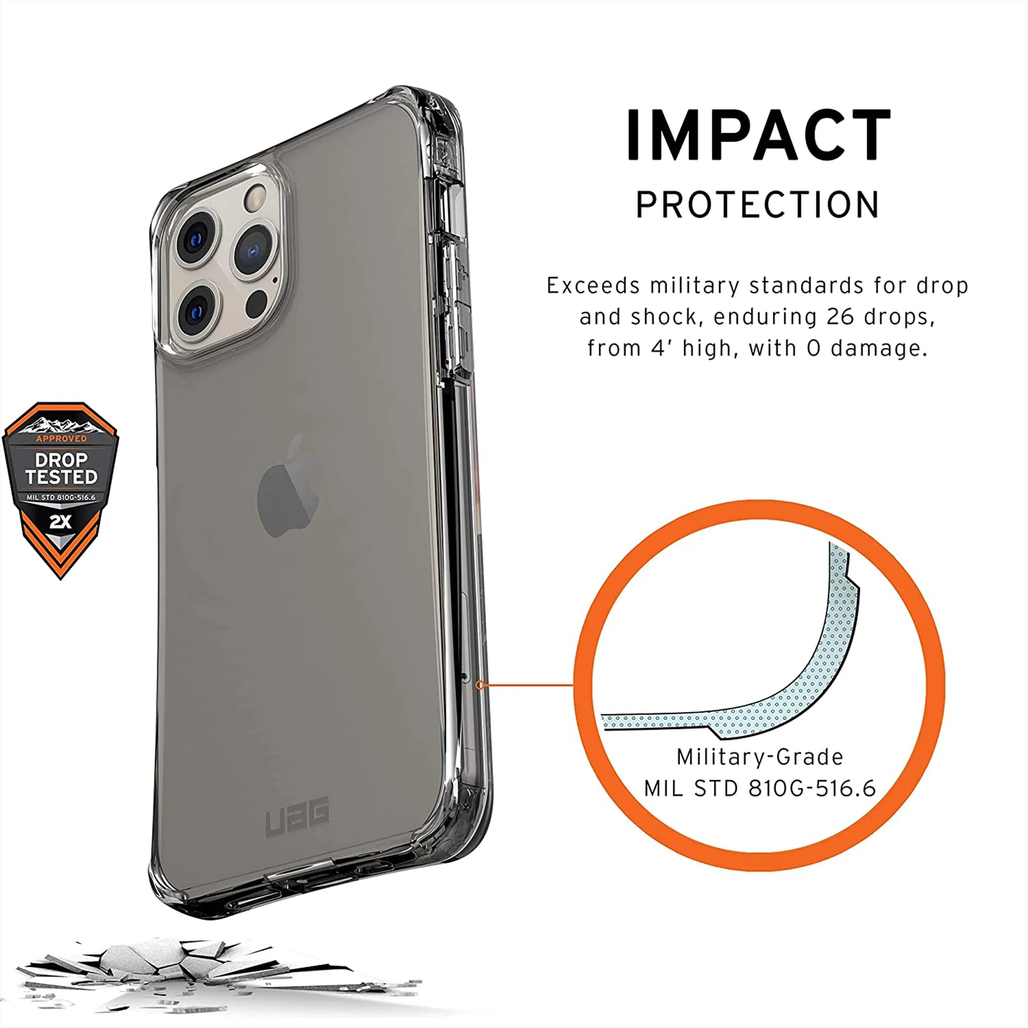 [RACKV2_CLEARANCE] UAG Plyo for iPhone 12 - 12 Pro 6.1 5G Case - Clear Ice (Barcode: 812451039870 )