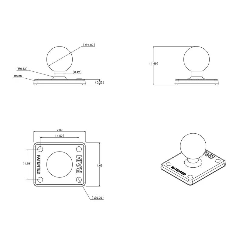 RAM Mounts Ball Adapter with AMPS Plate