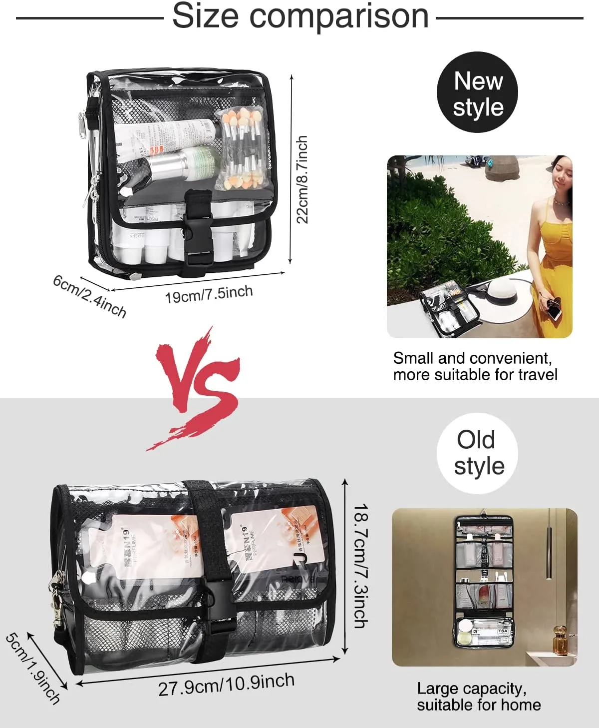 Relavel TSA Approved Clear hangingToiletry Bag for Women and Men