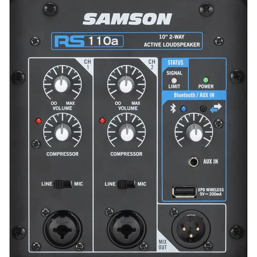 Samson RS110A Two-Way 10" 300W Powered Portable PA Speaker with Bluetooth