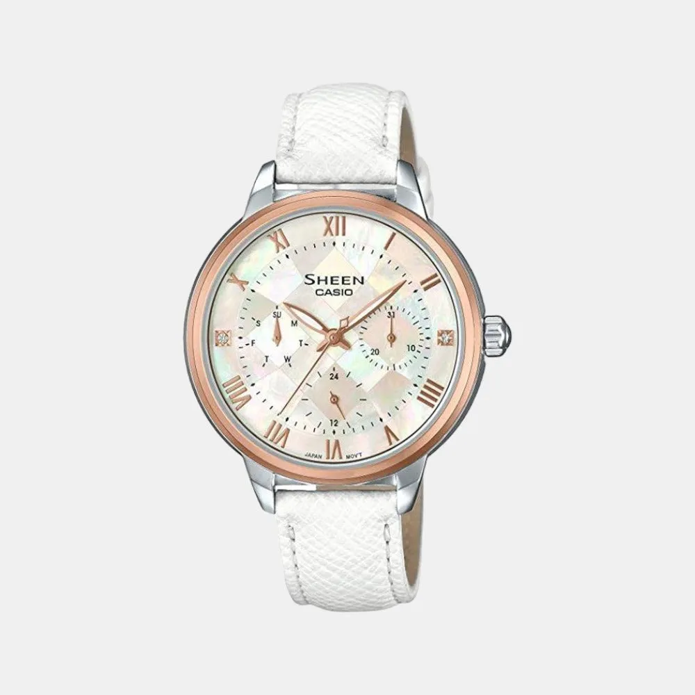 Sheen Women's Chronograph Leather Watch SX194 - SHE-3057PGL-7AUDR