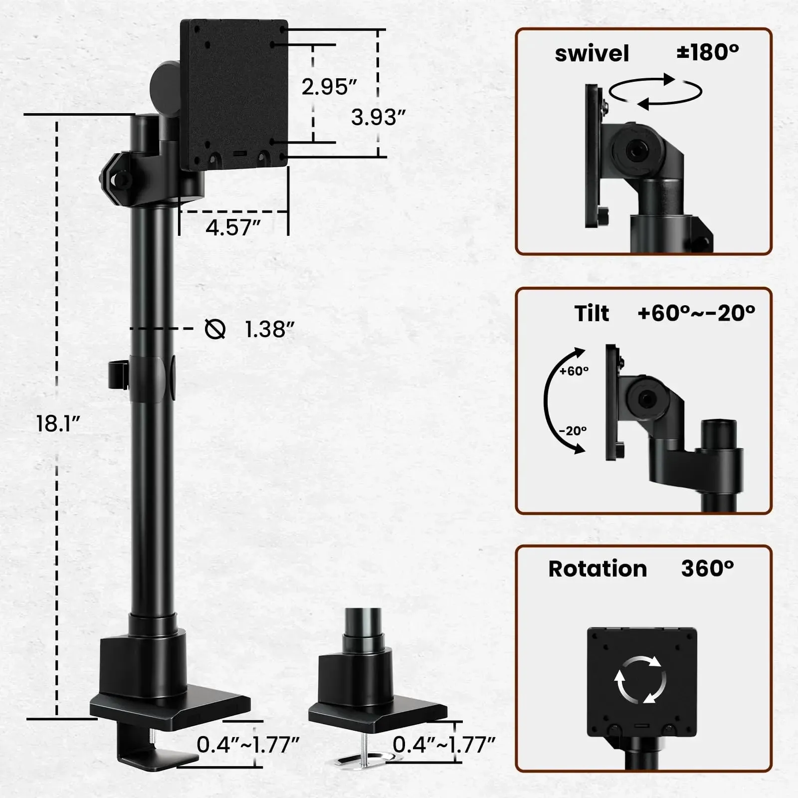 Single Monitor-Arm Ultrawide for 27-57 inch