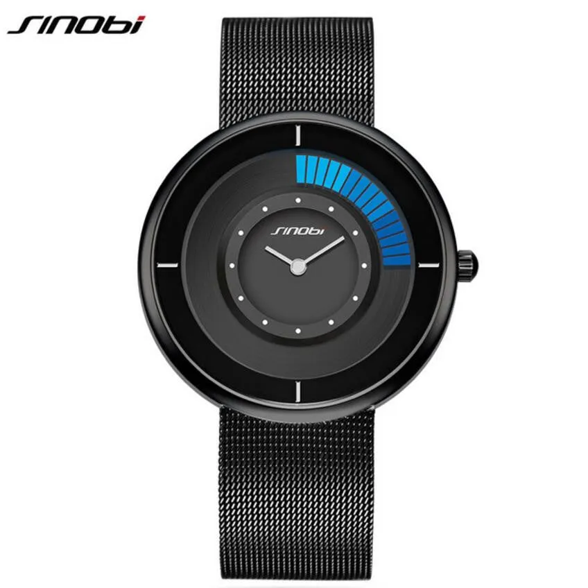 SINOBI fashion unique rotating luxury ultra-thin steel watch