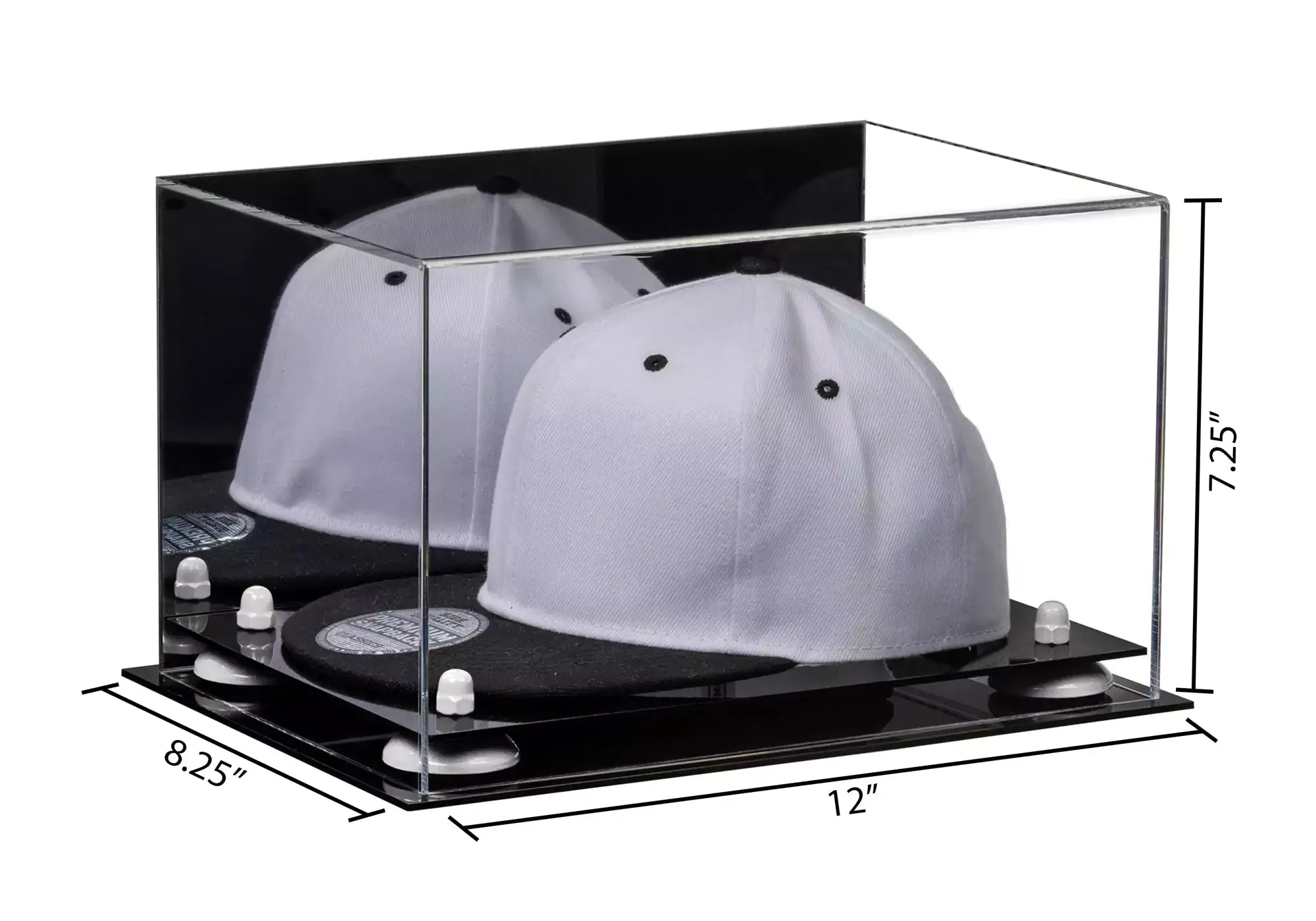 Snapback Hat or Baseball Cap Display Case - Mirror No Wall Mounts (A018/V40)