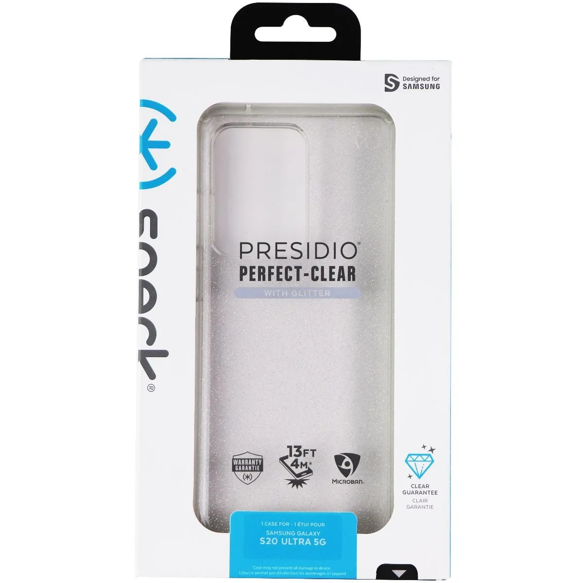 Speck Presidio Perfect-Clear Case for Galaxy S20 Ultra 5G - Clear/Silver Glitter