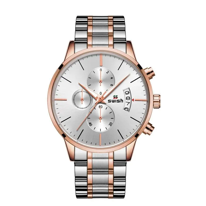 SWISH Luxury Full Steel Business Wristwatch for Male