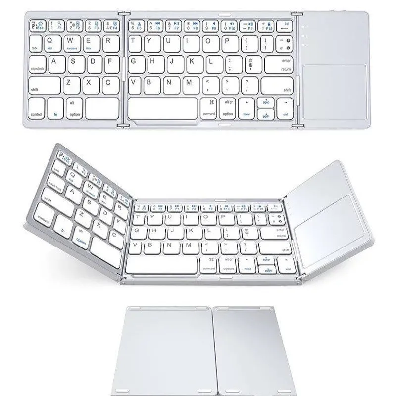 Ultra-Silent Foldable Wireless Keyboard - Bi/Tri-Fold, Universal Compatibility, Slim & Portable - Ideal for Office & Travel